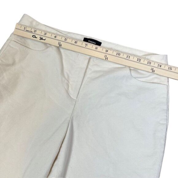 Theory Crop Pants Moleskin Twill Winter White Flare Leg Cotton Spandex Size 4 - Picture 4 of 14